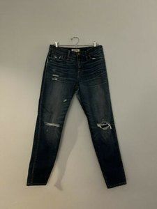 Madewell Womens 9" High Rise Skinny Stretch Distressed Jeans 30 Dark Blue